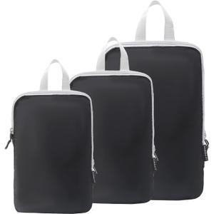 JJ POWER Ultralight Compression Packing Cubes Super Thin and Sturdy 70D Nylon Expandable Packing Organizer for Travel Accessories Luggage Suitcase,3 Set,Light Grey(Black)