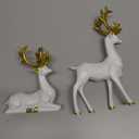 Christmas Decoration 2PCS Reindeer Resin Ornaments Mother Child Deer Couple Deer Sculpture used for Living Room Bookshelf Bedroom Wine Cabinet Decoration to Enhance Atmosphere (3D Geometric White)
