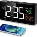 Netzu Alarm Clocks for Bedrooms, Digital Clock with Date Temperature and Weekday, Manual DST, Snooze, 2 Alarms, 4 Volumes for Living Room Home Bedside Desk (Black)