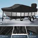 Bass Boat Cover 16-18.5ft, 1400D Trailerable Boat Covers with Straps, Solution-Dyed Waterproof Boat Cover Marine Grade Polyester Canvas Fits V-Hull, Tri-Hull, Ski, Fishing, Runabout 16' 17' 18.5' Foot