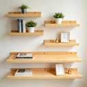 Spruce Solid Wood Shelf, Shelves for Decor Storage Set of 6(Two 23.25inch Ones and Four 12inch Ones) Wall Mounted Wood Shelf for Bedroom, Living Room, Kitchen, Long Picture Ledge Shelves, Natural, 24in