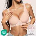 OEAK Womens Deep V Bras Wireless Comfortable Bra Supportive No Underwire Bras Tshirt Push Up Bralettes Plunge Seamless Bra, XS