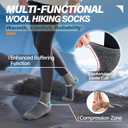 6 Pairs Merino Wool Ankle Running Hiking Socks Compression Support Breathable Thick Cushion No Show Socks for Women Men, L