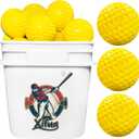 Bucket Pitching Machine Baseballs 24/36 Pack - 60 MPH High Bouncy Yellow Dimpled Practice Balls | Lightweight & Durable for Batting/Fielding Training | Indoor/Outdoor All Ages (24pack), 2.82 ounces