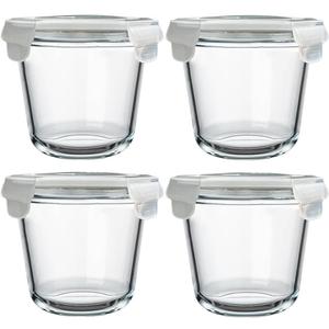 24 Oz Glass Food Storage Container, 3 Cup Glass Soup Container with Airtight Lids, Round Meal Prep Containers, Leakproof Soup Storage Container, DishwasherMicrowave & Freezer Safe (4 Pack)