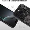 Fiyart Designed for iPhone 16 Pro Case Cute Flowers with Strap Soft TPU Phone Cover Protective Camera Lens Protection for Women Men Floral Bumper with Stand 6.3"-Black