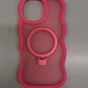 UEEBAI Magnetic for iPhone 16 Pro Max Case, [Compatible with MagSafe] [Built-in Kickstand] Translucent Wave Design Wavy Frame Matte Drop Protect Phone Case - Hot Pink