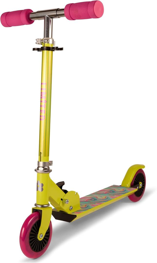 Limited Too Kick Scooter for Girls 5-12 Years, Light-Up Wheels, Glitter Deck, Adjustable Handlebar, Foldable 2-Wheel Kids Scooter, Holds up to 75 lb