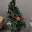 Christmas Tree 30 inch Prelit 3 Set Pathway Porch Christmas Trees Pre-Light LED Battery Operated Outdoor Xmas Decor for Entrance Driveway, Yard, Garden, Red Berries, Pine Cones