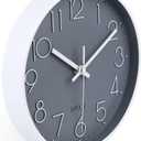 jomparis 10 Inch Gray Wall Clock Battery Operated Silent & Non-Ticking Wall Clock for Home, Bathroom, Bedroom, Kitchen