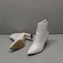 DREAM PAIRS Women's Chunky Heel Ankle Booties Pointed Toe Short Boots (9.5, White-pat)