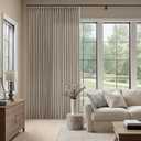 Linen Taupe Pleated Curtains 90 Inches Long 70 Inch Wide Patio Sliding Glass Door Curtains Light Filtering Semi Sheer Pinch Pleat Drapes Boho Extra Wide 70x90 Curtain for Living Dining Room