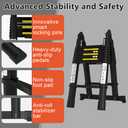 Telescoping Ladder A Frame 16.5Ft with Stabilizer Bar, Jet Black