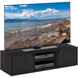 Furinno CLASSIC TV Stand, Petite 2-Tier Entertainment Center with Open Shelf and Door Cabinets, TV Console for TV up to 55 Inch, for Living Room, Bedroom, Espresso