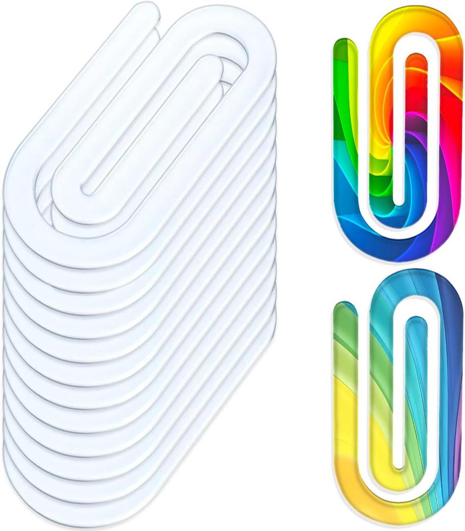 Sublimation Blanks Clips, Jumbo Paper Clips Clear for Heat Transfer DIY Design (12, 4"X2")