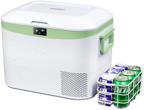 Megiu Car Refrigerator, Portable 12V Fridge 19 Qt (18 L) 12 Volt Freezer Compressor Cooler 12V/24V DC 110～240 V AC for Truck Van RV Camper SUV and Home Use -18℃~+15℃