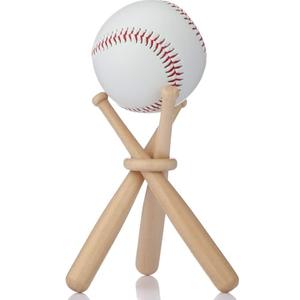 Honoson Baseball Stand Holders Balls Display Bat Wooden Stand Holder Display Centerpieces Tables for Baseball Sports Lover(1 Pack)