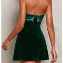 SOLY HUX Women's Elegant Strapless Velvet Dress High Waisted Flared A Line Wedding Guest Mini Tube Dress Solid Dark Green Medium (Green, M)