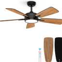 ocioc 46 Inch Ceiling Fans with Lights, Large Air Volume Ceiling Fan with Backlight, Ultra Quiet Reversible DC Motor Dimmable with RemoteBlack