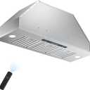 IKTCH 36 inch Built-in/Insert Range Hood 900 CFM, Ducted/Ductless Convertible Duct, Stainless Steel Kitchen Vent Hood with 4 Speed Gesture Sensing&Touch Control Panel(IKB01-36)
