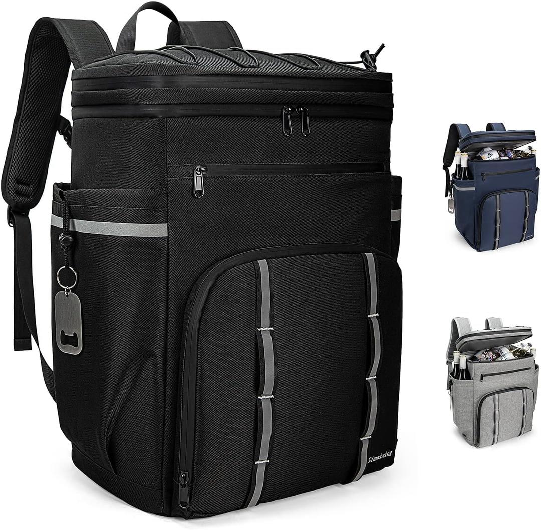 Backpack Coolers Insulated Leak Proof, 45 Cans Beach Cooler Backpack, Large Capacity Ice Chest Backpack, Waterproof Soft Cooler Bag Lunch Backpack for Men Women Camping Hiking (41L, Black)