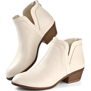 Women's Ankle Boots Low Heels Chunky Fashion Zipper Dressy Booties for Women 8.5