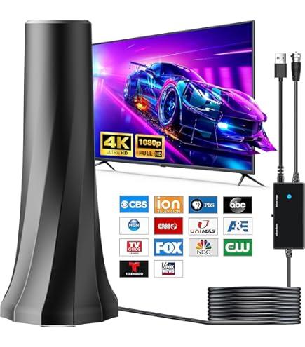 TV Antenna Indoor Antenna for Smart TV for Long Range Reception and All Smart TVs HD Digital Antenna with Amplifier Signal Booster for Local Channels Supports 4K 1080pblack