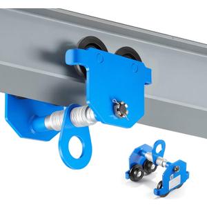 VEVOR Manual Trolley, 2200 lbs/1 Ton Load Capacity, Push Beam Trolley with Dual Wheels, Adjustable for I-Beam Flange Width 2.4" to 7", Heavy Duty Carbon Steel Garage Hoist for Straight & Curved I Beam