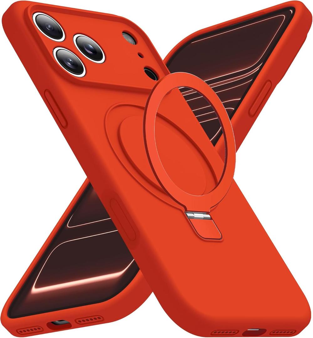 SKYLMW Compatible with iPhone 17 Pro Case with Magnetic Invisible Stand Compatible with Mag-Safe Military Drop Tested Shockproof Silicone iPhone 17 Pro Phone Cases for Women Men 6.3"Red