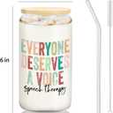 Speech Therapy Mental Health Gifts Glass Cup,Everyone Deserves A Voice Glass Cup With Lids And Straws 14oz, Slp Speech Pathologist Inspirational Counseling Gifts