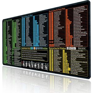 Excel/Word/Power Point/Windows Mouse pad,Non-Slip&Waterproof Large Gaming Office pc Desk mat,Over 200 Keyboard Shortcuts Mousepad(27.6L x 11.8W inches)