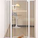 No Pawblems 55" Extra Tall Pet Gate for Cat, 29-43" Auto Close Cat Gate for Doorways/Stairs/Hallways, NO Drilling Pressure Mounted Tall Dog Gate Indoor, 1.37" Pet-Safe Gap, White