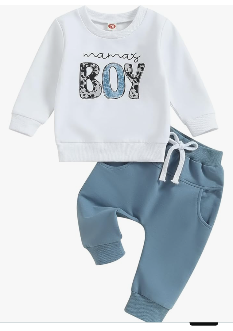 Toddler Baby Boy Fall Winter Clothes Outfits Funny Letter Sweatshirt Pants Set Infant Clothes 6 12 18 24 Months 2T