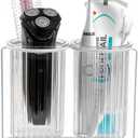 Toothbrush Holders with Drain Tray, 2 Slots Hanging Toothbrush and Toothpaste Holder Organizer Bathroom Caddy Countertop for Toothpaste, Razors, Electric Toothbrush - Clear