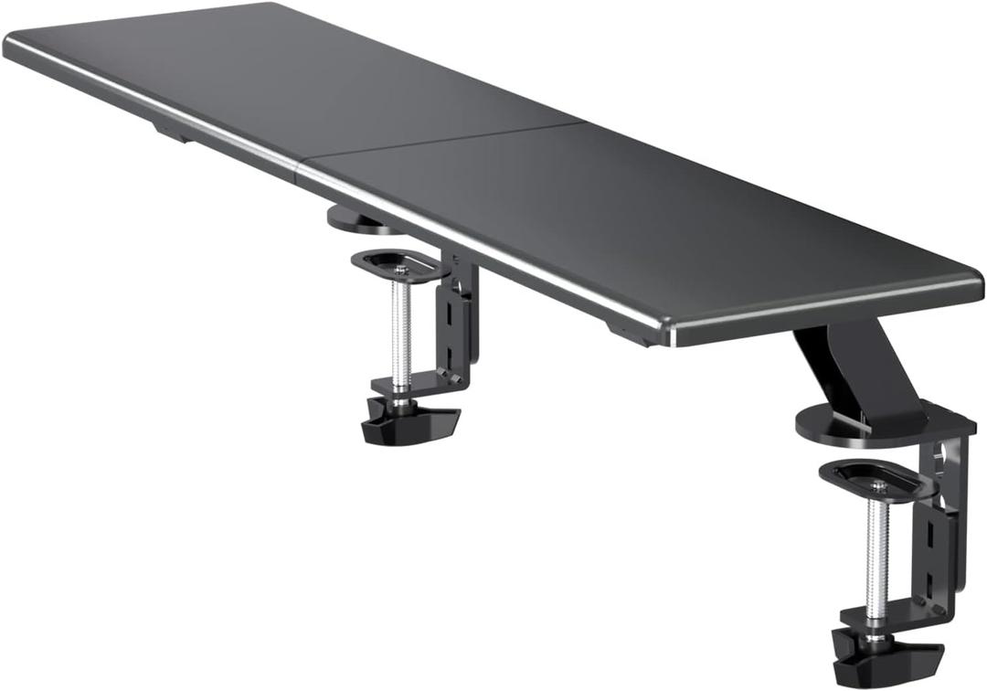 suptek Clamp-on 32 Inch Dual Monitor Desk Mount Riser Shelf Computer Stands for 2 Monitor,Laptop,Printer, Notebook,32.2 x 7.8 x 5.7, Black