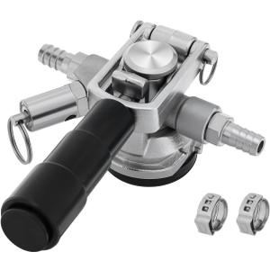 Low Profile Keg Coupler, 304 Stainless Steel D System Keg Coupler with Safety Pressure Relief Valve and Hose Clamp