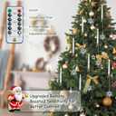yunsheng 12Pcs Christmas Tree Candles with Remote Timer, Battery Operated LED Flameless Taper Candles Flickering with Metal Hook and Clear Snowflake, Xmas Home Wedding Decor Gift