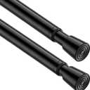2 Pack Spring Tension Curtain Rod 32.5 to 58 inch Adjustable Extendable Tension Rods No Drilling Spring Loaded Curtain Rods for Window Door, Black