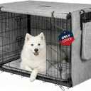 Dog Crate Cover for Anxiety,Water-Resistant,Windproof & Sun Resistant 600D Oxford Kennel Cover with Storage Bag,Calming Indoor Outdoor Pet Crate Cover for 42 Inch Wire Crates,Machine Washable,Gray