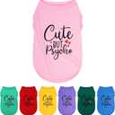 Expressive Polyester Dog Shirt Vest: Soft and Lightweight Puppy Shirt for Small and Medium Dogs, Featuring the Playful 'Cute but Psycho' Slogan Print Shirts Tank Top Pink, XS