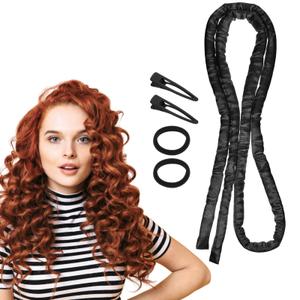 Headband for Long and Short Hair - Thin Heatless Curlers to Sleep In (Black)