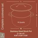 Bakken 16 Quart Ceramic Coated Stock Pot with Lid, Easy Clean Nonstick Pot, Tempered Glass Lid, Riveted Stainless Steel Handles, Oven Safe Up To 500F, PTFE & PFAS Free, All Stove Compatible, Cream