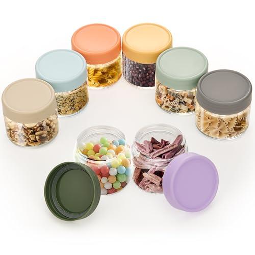 Lulonpon 8-Pack Thick Glass 2oz Mini Mason Jars with Lids - Airtight Condiment Containers, Salad Dressing Cups & Sauce Bottles for Lunch Box, Travel, Pantry Storage ﻿