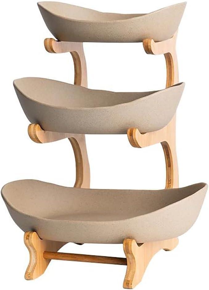 3 Tier Fruit Basket, Ceramic Fruit Bowl for Kitchen Counter, Home Fruit Bowl Set with Holder for Fruit Veggies Tray Snacks Nuts Bread Candy Storage Holder (Porcelain)
