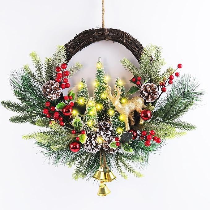 21" Pre-Lit ChristmasChristmas Wreath Decorations Wreath for Home Wall Window