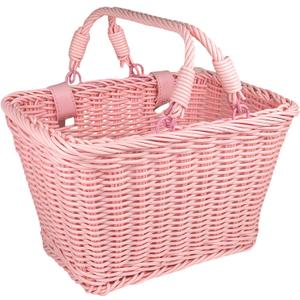 Wicker Picnic Basket for Kids, Small Woven Rattan Basket with Handles Pink Garden Harvest Hamper Basket Empty for Storage Toy Flower Wedding