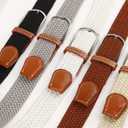 Multicolored Woven Stretch Belt for Men and Women, Braided Elastic Golf Belts Jeans Casual Pants Sport Belt