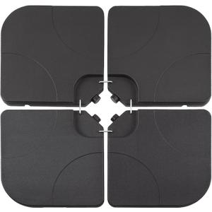 VECELO 4-Piece Heavy-Duty Cantilever Offset Patio Umbrella Base/Stand Outdoor, Square Plate Set with Lock Pins, Easy-Fill Spouts for Water/Sand, for Garden, Backyard and Poolside, Black