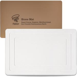 Stone Bath Mat for Bathroom Large Diatomite Stone Drying Mat for Shower, Bathroom and Kitchen Counter Non-Slip Super Absorbent Quick Dry Modern Design Bathroom Floor Mat 23.6"x15.4" White