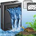 TARARIUM Turtle Tank Filter Aquarium Filter Power Adjustable 20-75 Gal. 290GPH Large Internal Filter 3-Stage Waterfall Bio-Filtration Low Water Level for Freshwater Saltwater Fish Tank Reptile Shrimp Frog